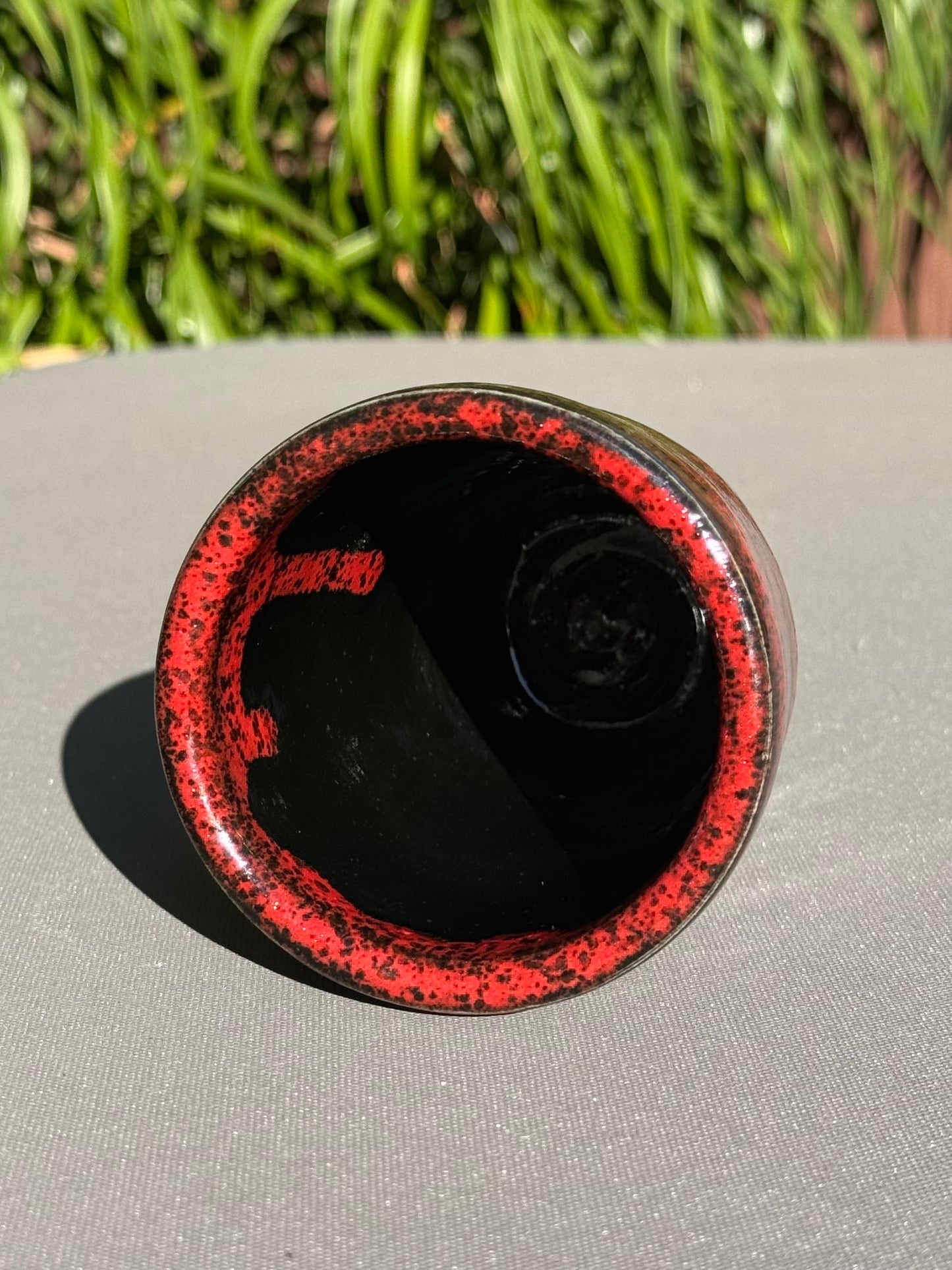 Handmade Red & Black Stoneware Tumbler 10 Oz