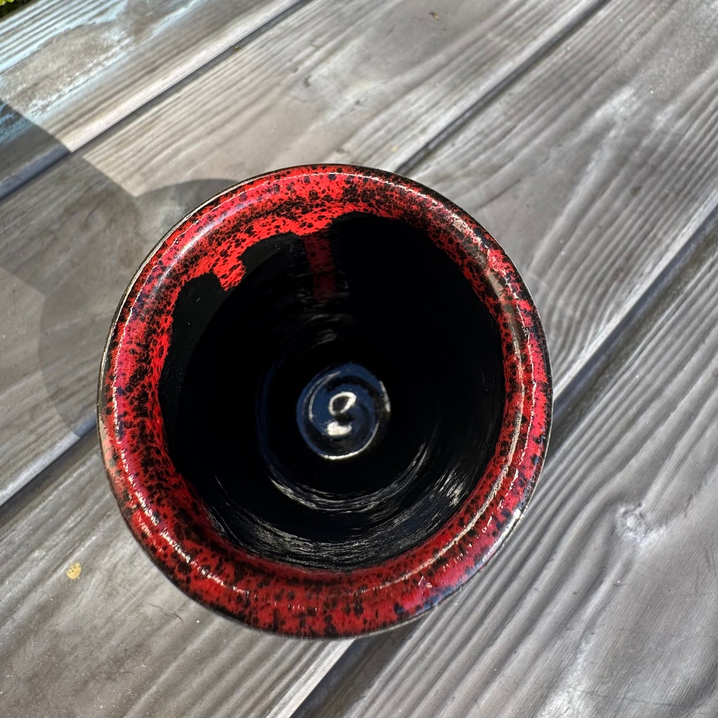 Handmade Red & Black Stoneware Tumbler 10 Oz