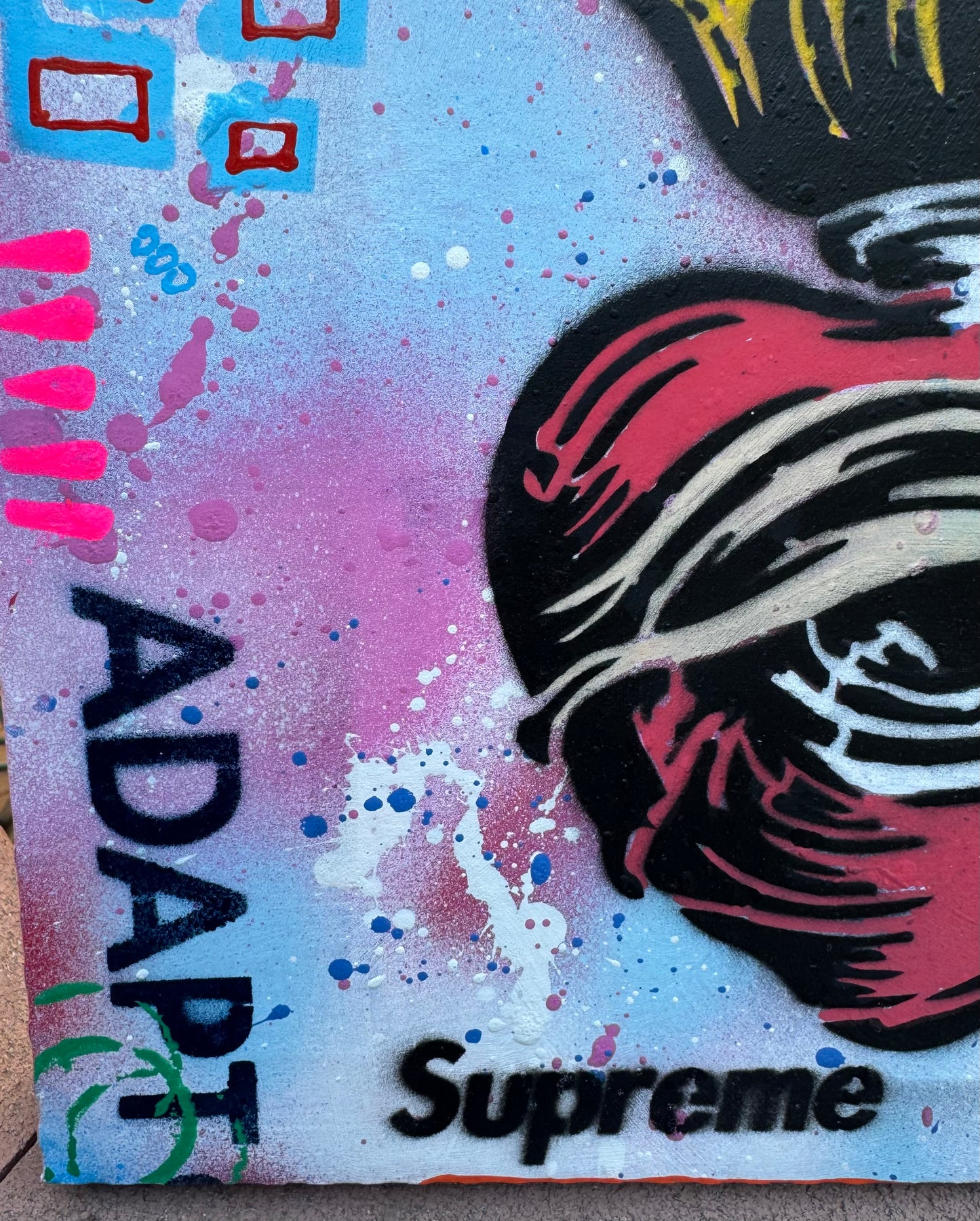 Upcycled Pizza Box Street Art | Sacred Heart Mixed Media Wall Art | Original Pop Art