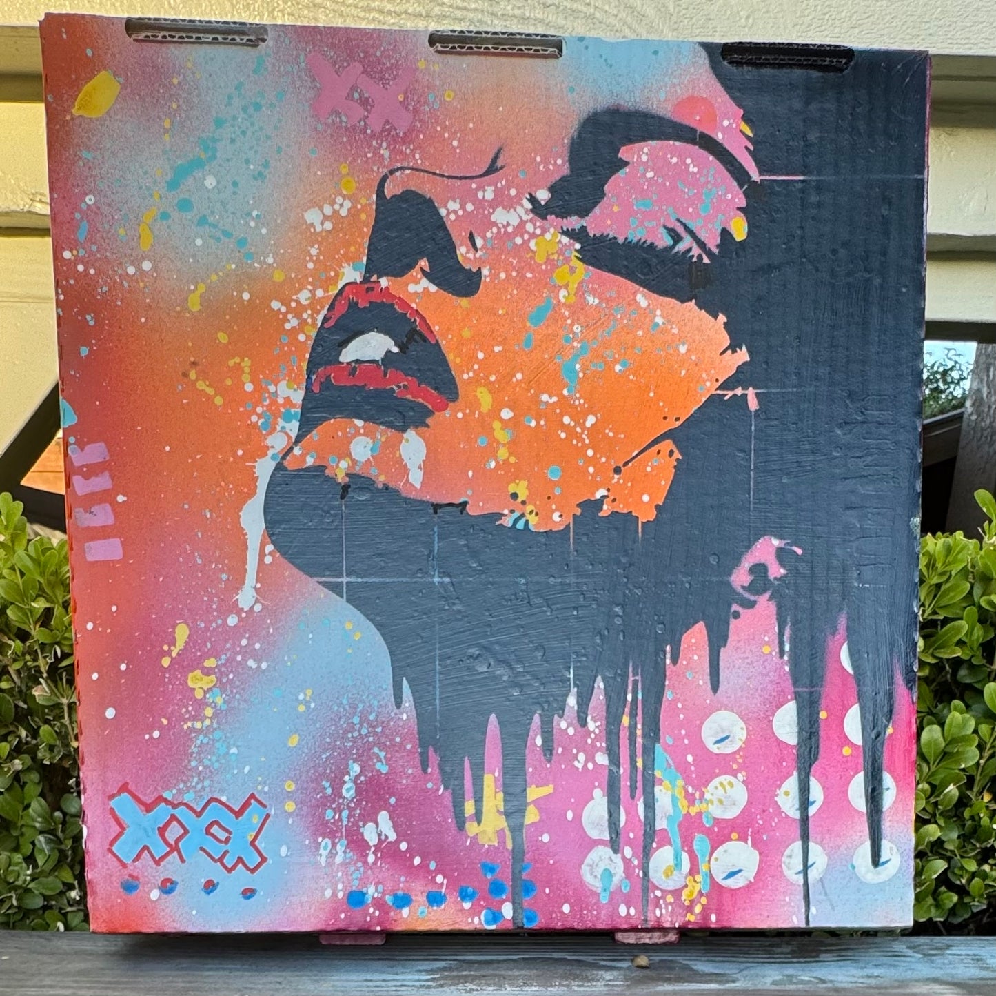 Upcycled Pizza Box Art | Vampire Pop Art Wall Decor | One-of-a-Kind Mixed Media ArtworK