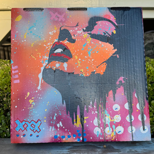 Upcycled Pizza Box Art | Vampire Pop Art Wall Decor | One-of-a-Kind Mixed Media ArtworK
