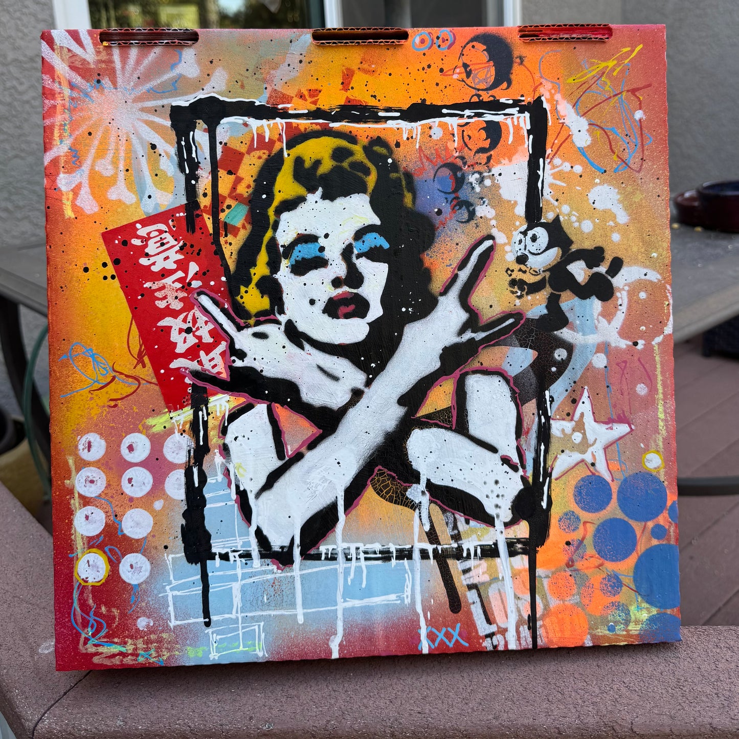 Upcycled Pizza Box Art | Marilyn Monroe Inspired Pop Art Wall Decor | One-of-a-Kind Mixed Media Artwork