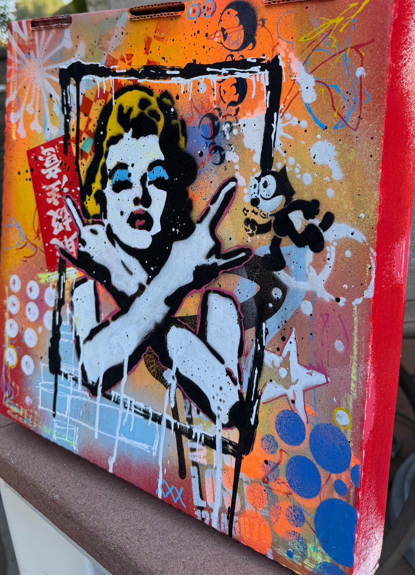Upcycled Pizza Box Art | Marilyn Monroe Inspired Pop Art Wall Decor | One-of-a-Kind Mixed Media Artwork