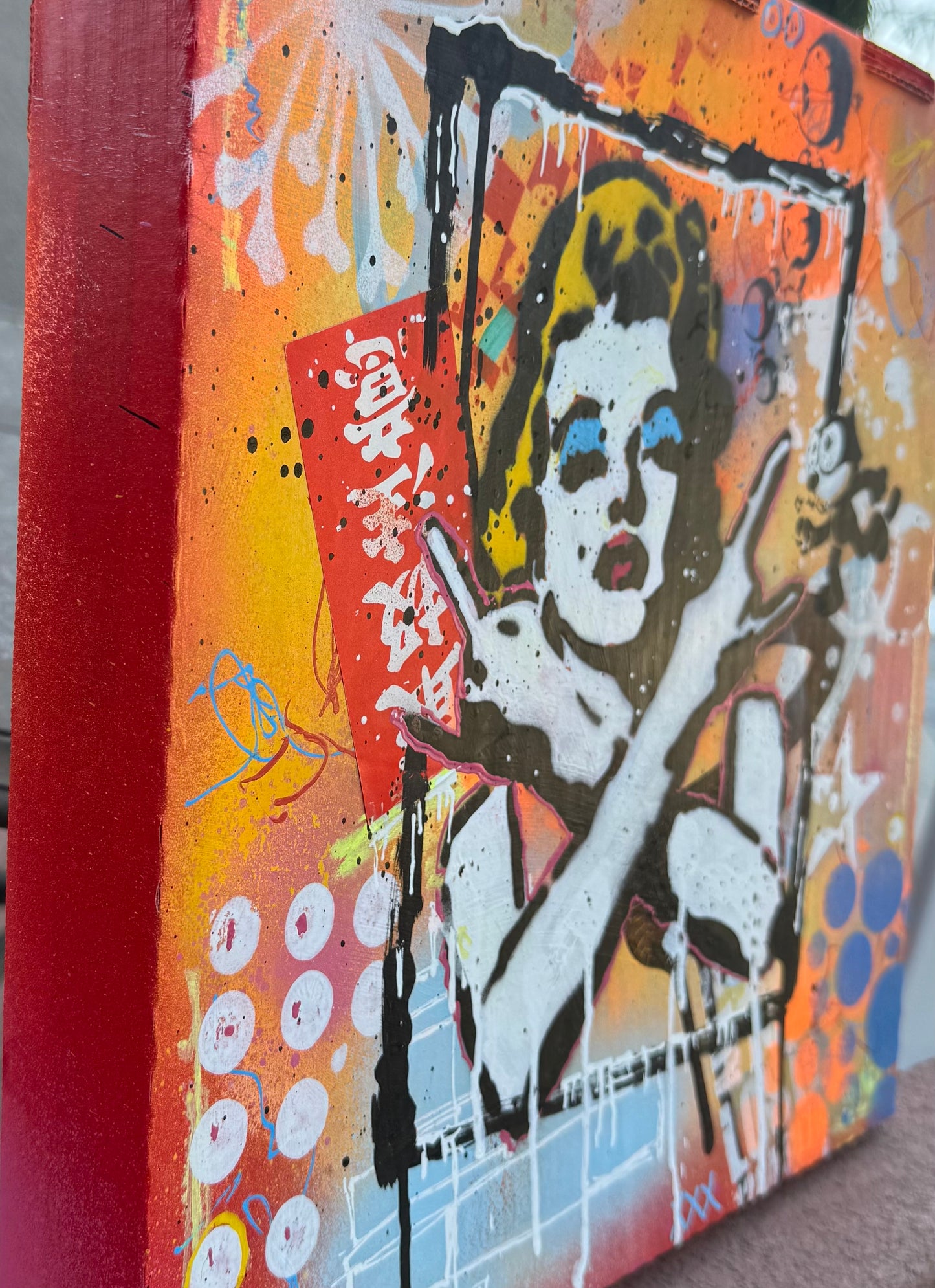 Upcycled Pizza Box Art | Marilyn Monroe Inspired Pop Art Wall Decor | One-of-a-Kind Mixed Media Artwork