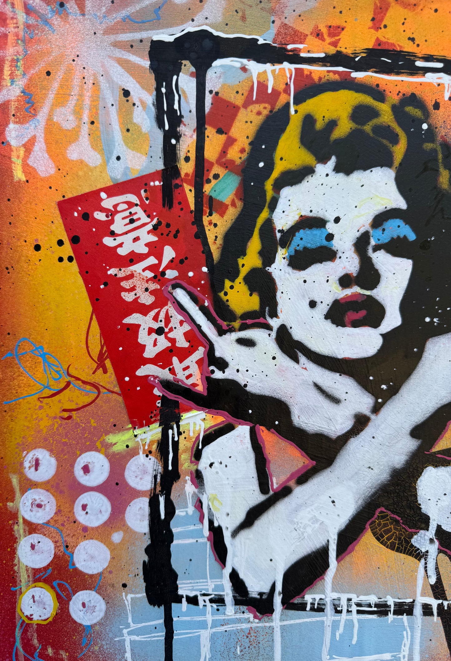 Upcycled Pizza Box Art | Marilyn Monroe Inspired Pop Art Wall Decor | One-of-a-Kind Mixed Media Artwork
