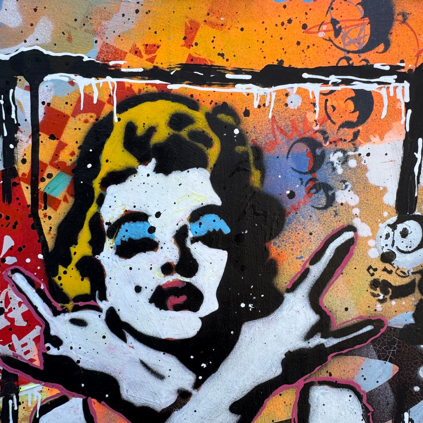 Upcycled Pizza Box Art | Marilyn Monroe Inspired Pop Art Wall Decor | One-of-a-Kind Mixed Media Artwork