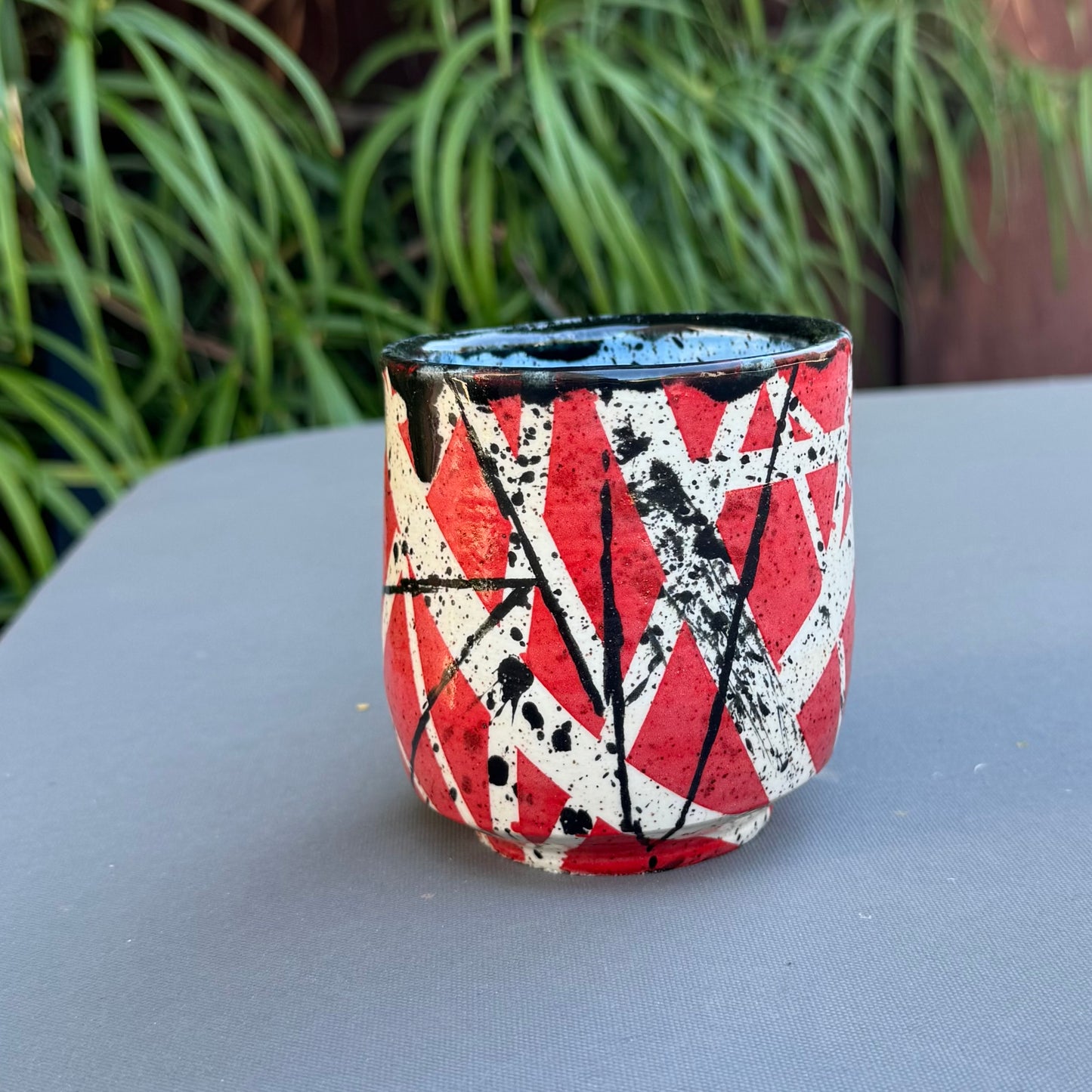 EVH Inspired Tumbler | Red White Black Striped Design