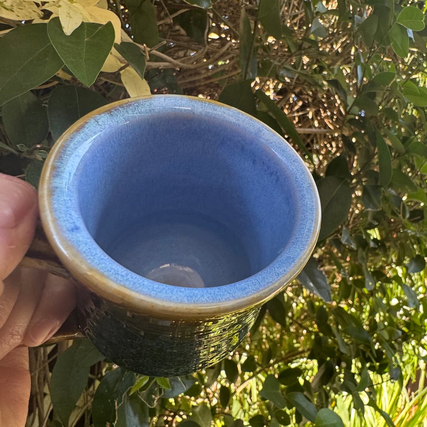 Castile Blue & Turkish Amber Mug No 4 | 10 oz Wheel Thrown Stoneware | Handmade Pottery