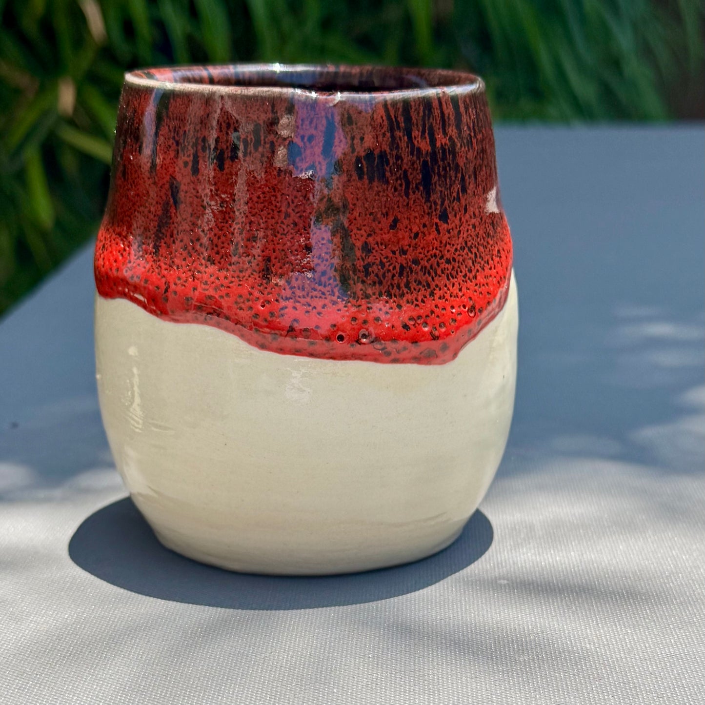 Dynasty Red & Black Tumbler | 10 oz Handmade Stoneware | Wheel-Thrown Pottery
