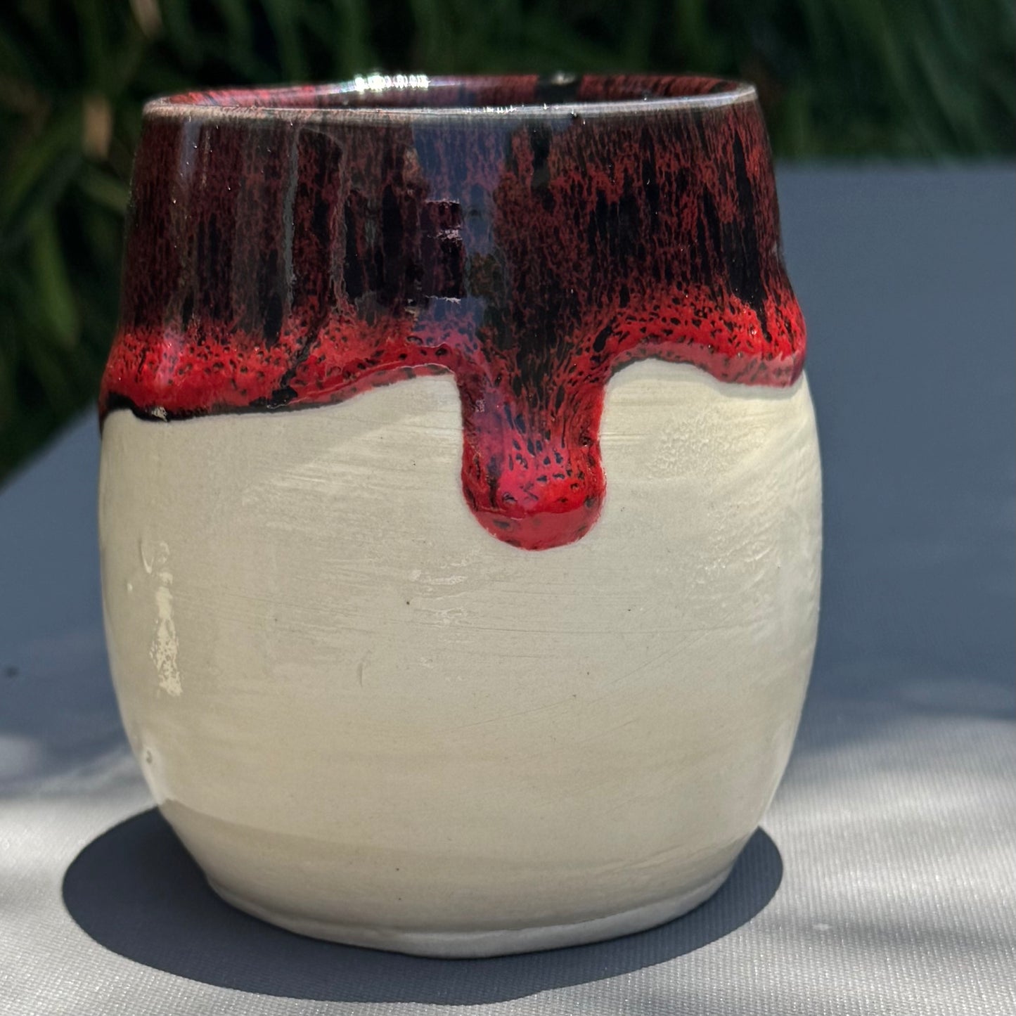 Dynasty Red & Black Tumbler | 10 oz Handmade Stoneware | Wheel-Thrown Pottery