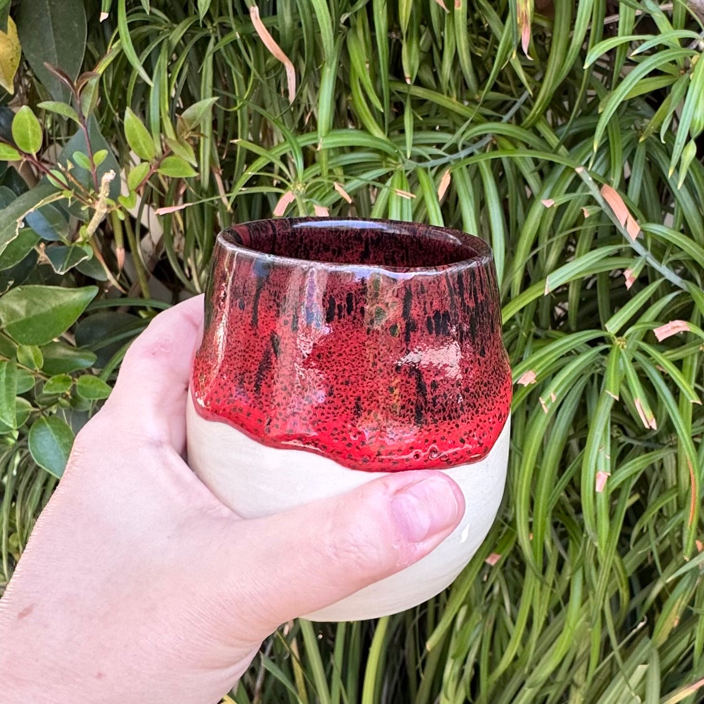 Dynasty Red & Black Tumbler | 10 oz Handmade Stoneware | Wheel-Thrown Pottery