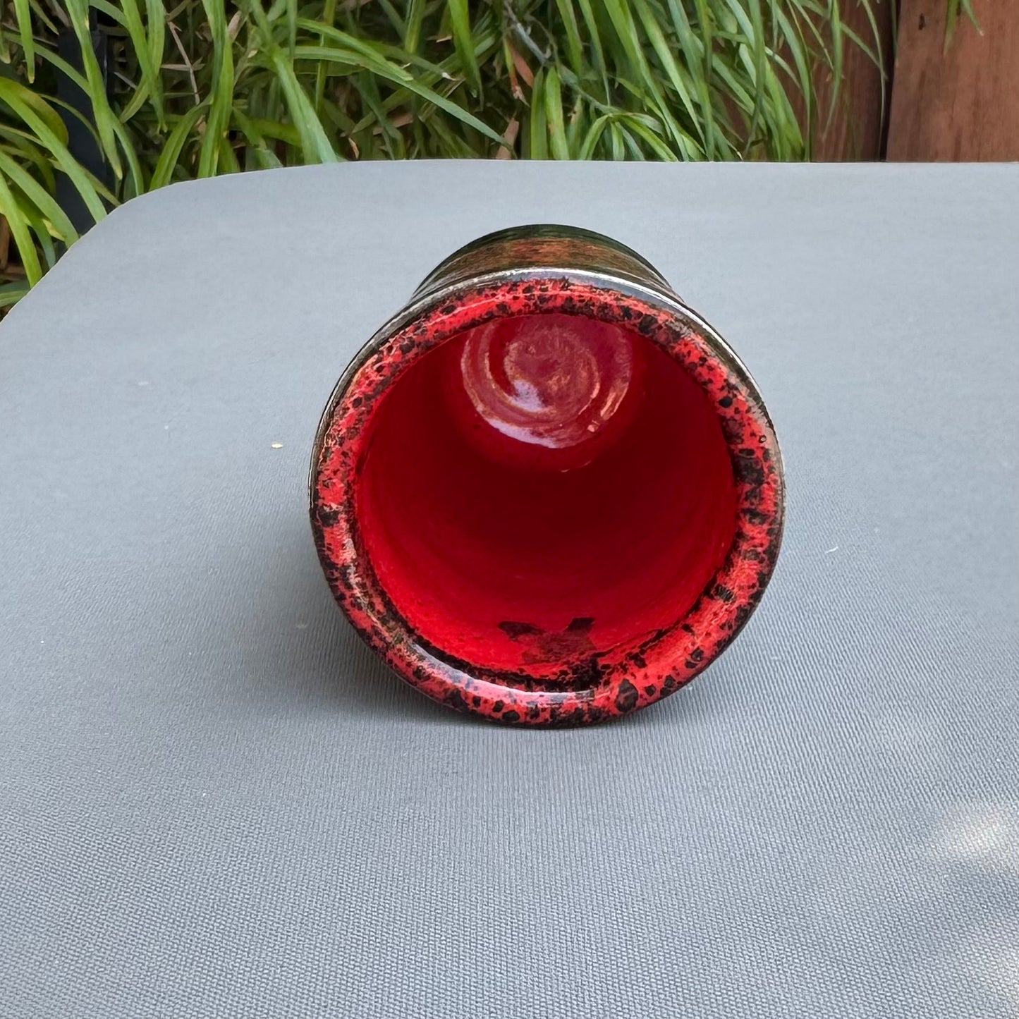 Handmade Red & Black Stoneware Tumbler 8 Oz