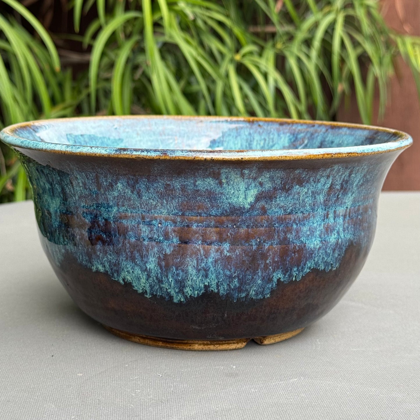 Handmade Ceramic Serving Bowl | Blue & Turquoise Stoneware | 5 Cup Bowl