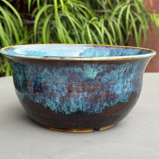 Handmade Ceramic Serving Bowl | Blue & Turquoise Stoneware | 5 Cup Bowl