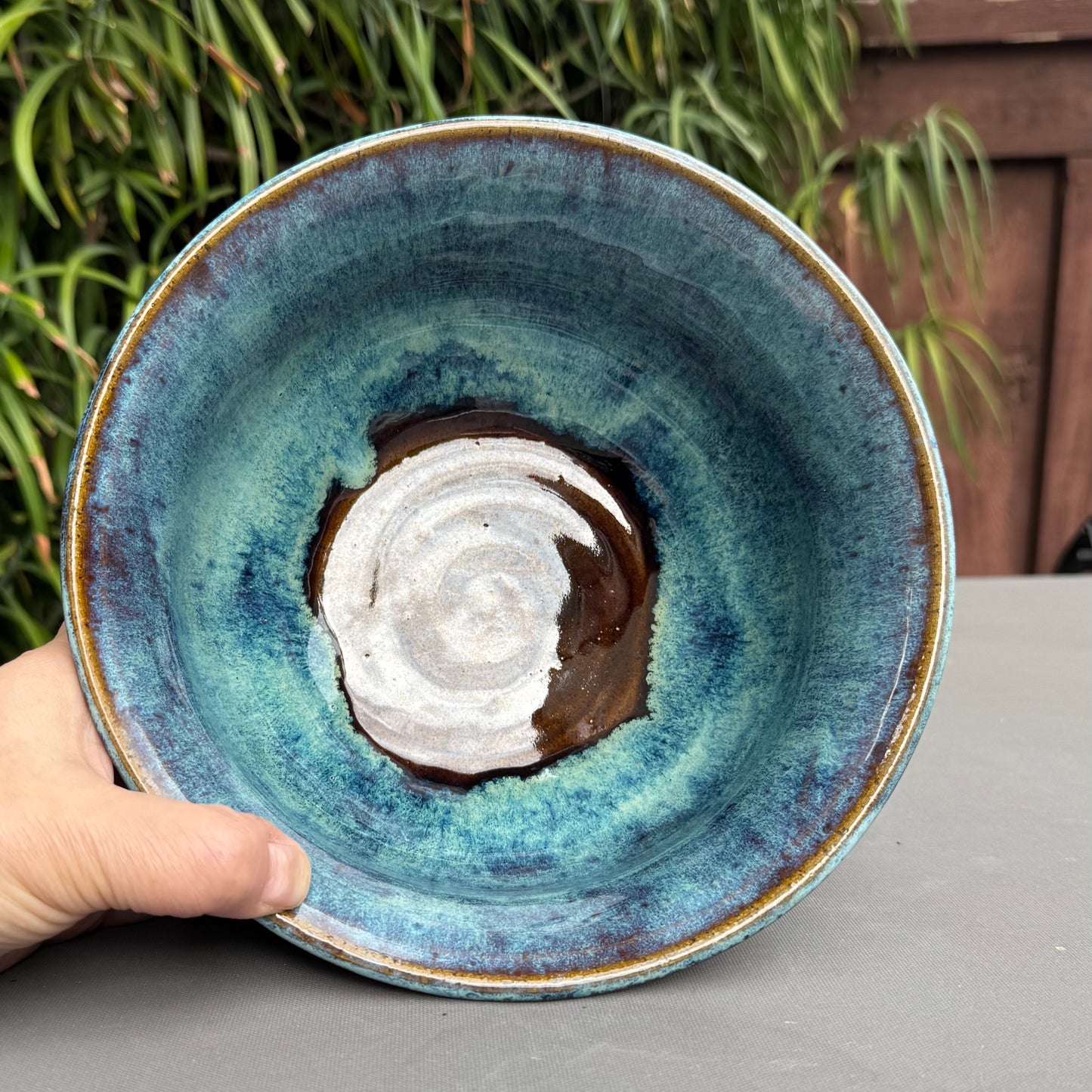 Handmade Ceramic Serving Bowl | Blue & Turquoise Stoneware | 5 Cup Bowl