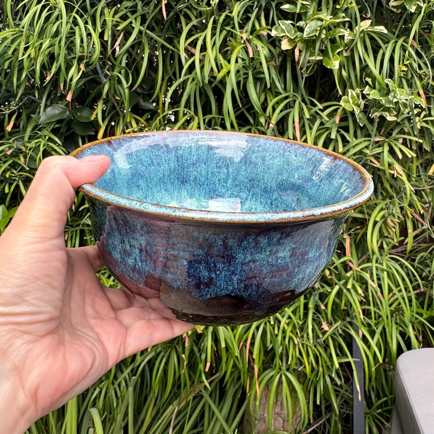 Handmade Ceramic Serving Bowl | Blue & Turquoise Stoneware | 5 Cup Bowl