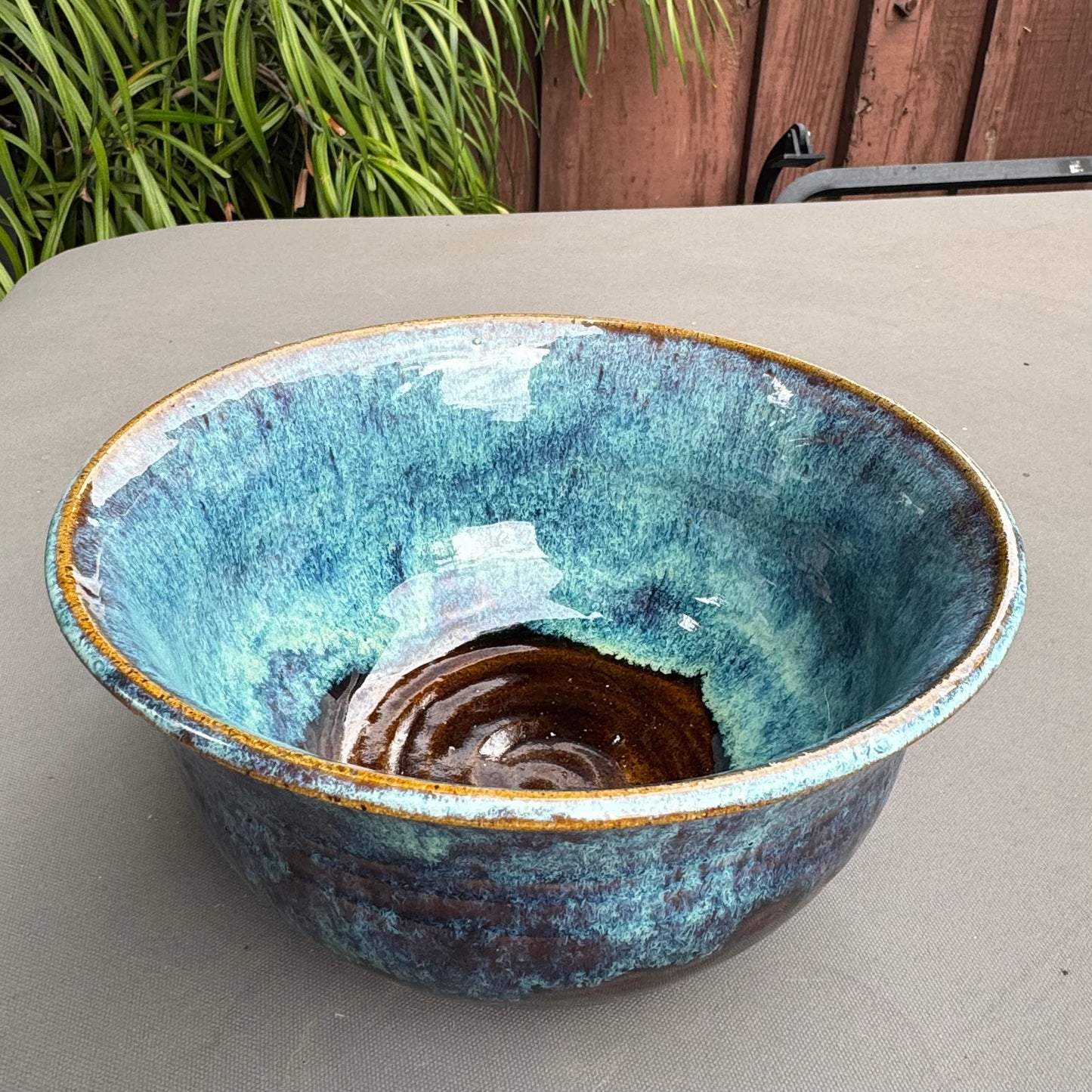 Handmade Ceramic Serving Bowl | Blue & Turquoise Stoneware | 5 Cup Bowl