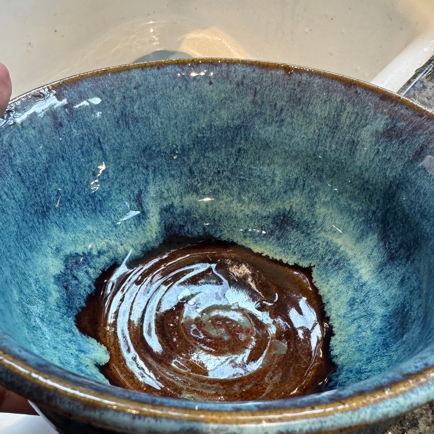 Handmade Ceramic Serving Bowl | Blue & Turquoise Stoneware | 5 Cup Bowl