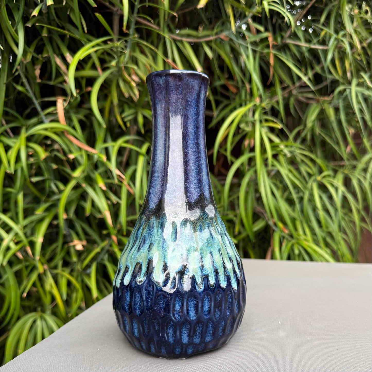 Handmade Ceramic Water Pipe – Northern Lights Glaze Combo | 8" White Stoneware