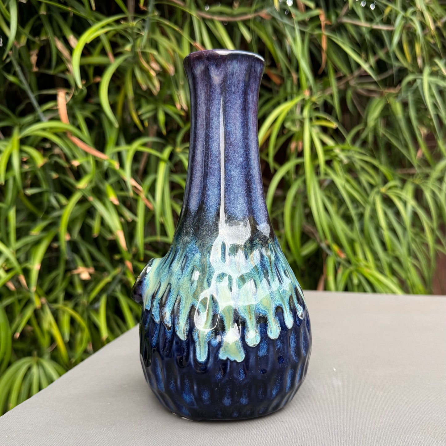 Handmade Ceramic Water Pipe – Northern Lights Glaze Combo | 8" White Stoneware