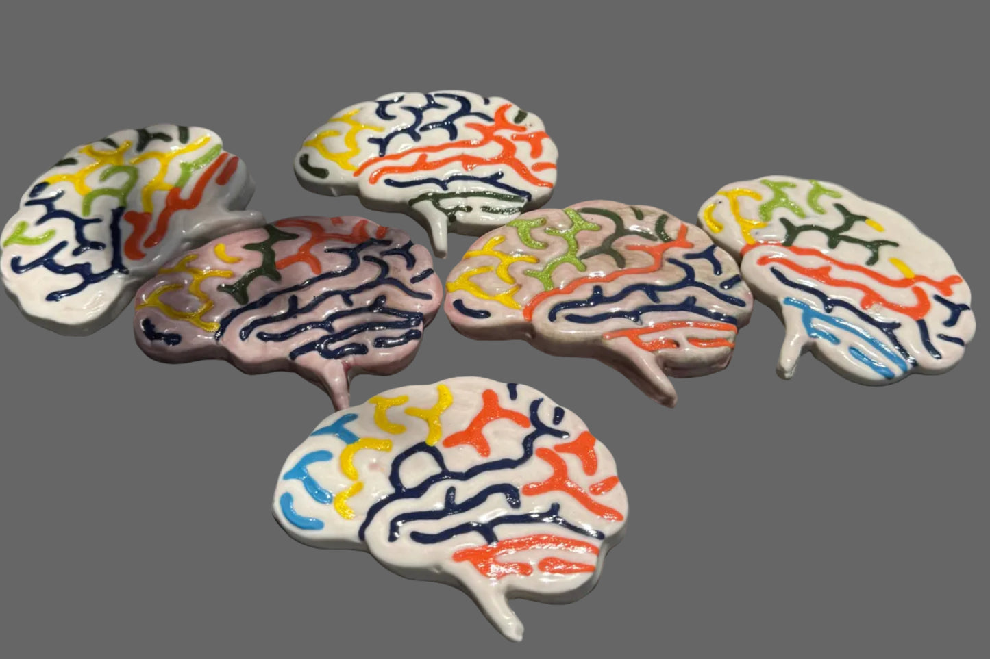 Handmade Ceramic Brain Magnet | Colorful Stoneware Refrigerator Magnet