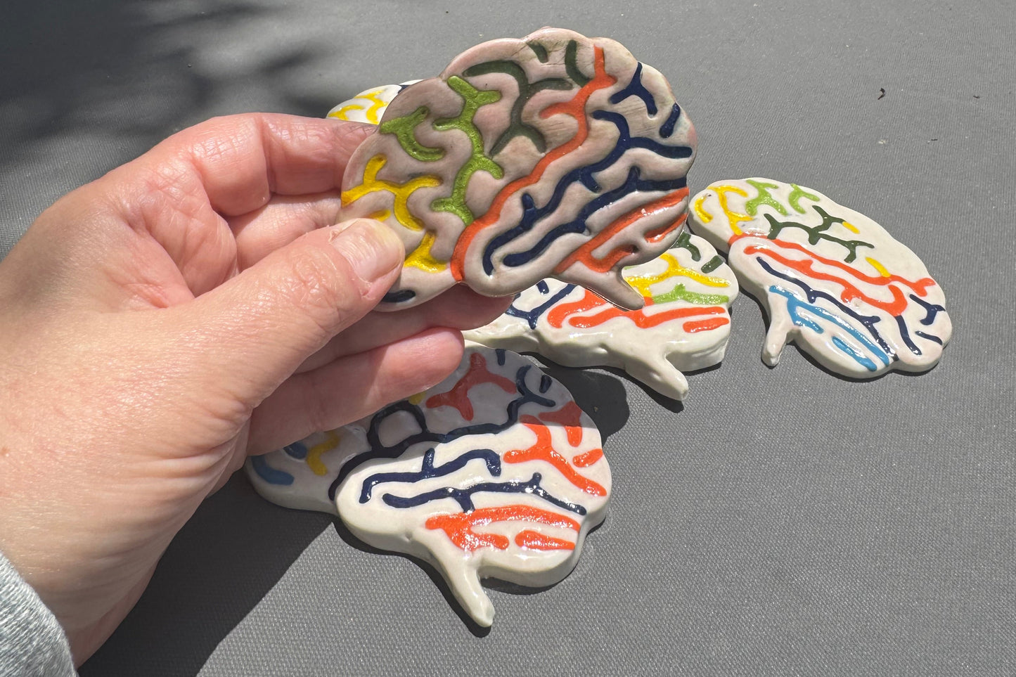 Handmade Ceramic Brain Magnet | Colorful Stoneware Refrigerator Magnet