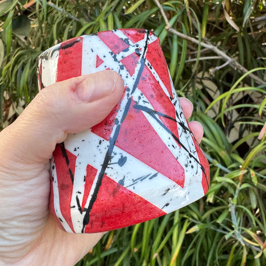 Red White & Black 6 Oz Ceramic Shot Cup