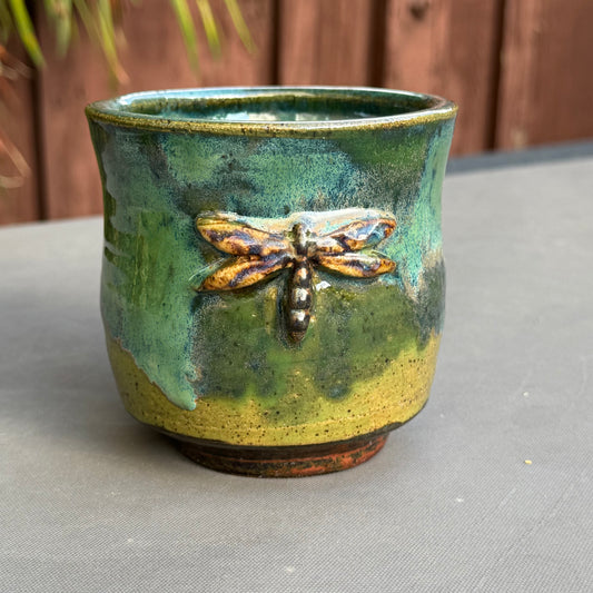 Dragonfly Green & Turquoise 16 Oz Stoneware Tumbler #2