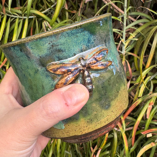 Dragonfly Green & Turquoise 16 Oz Stoneware Tumbler #2