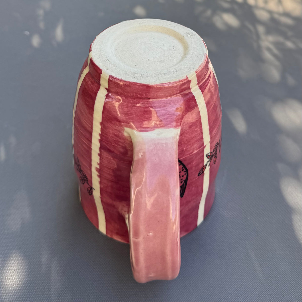 Pink Striped Chicken 14 Oz Stoneware Mug