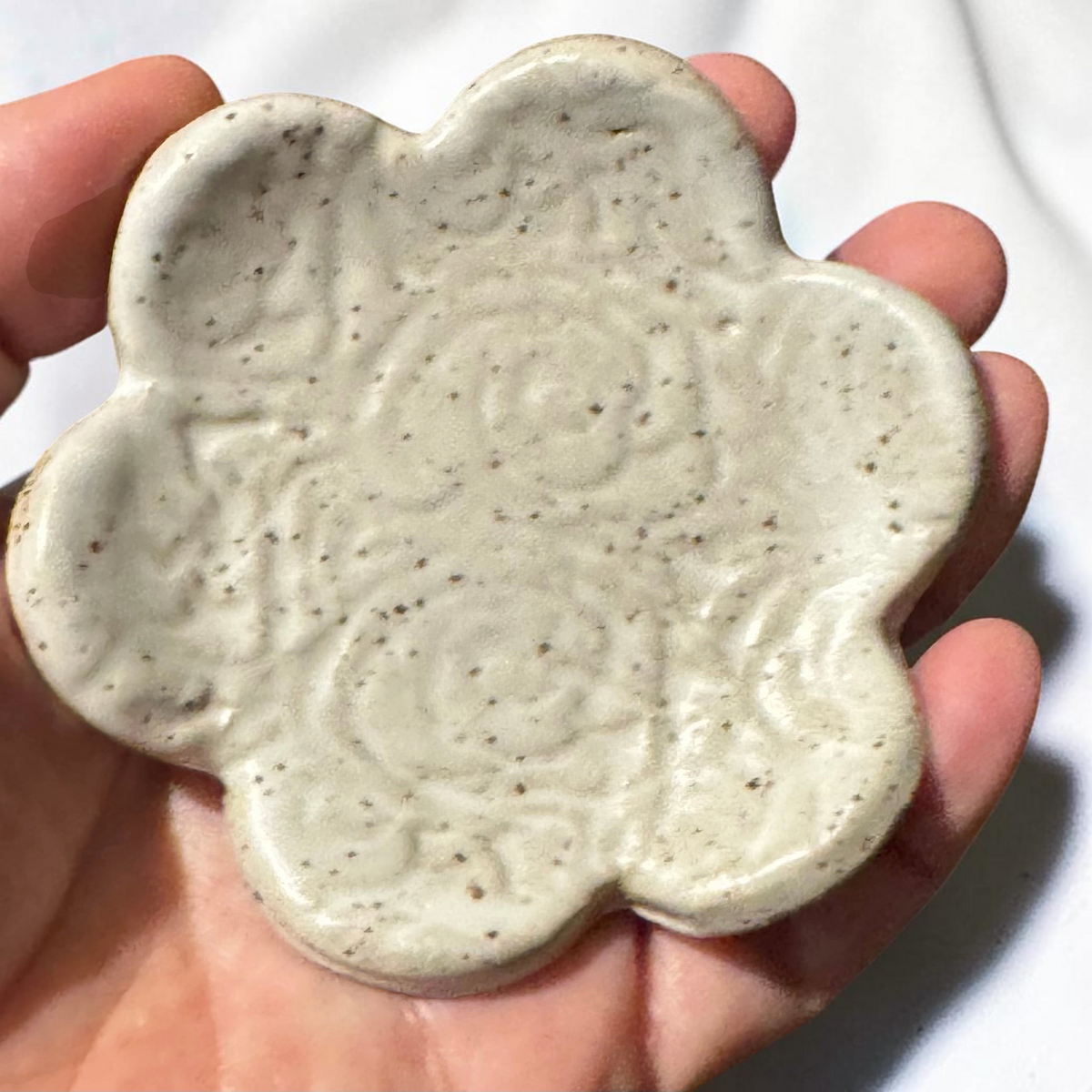 Handmade Ceramic Flower Trinket Dish – 3” Rose Design