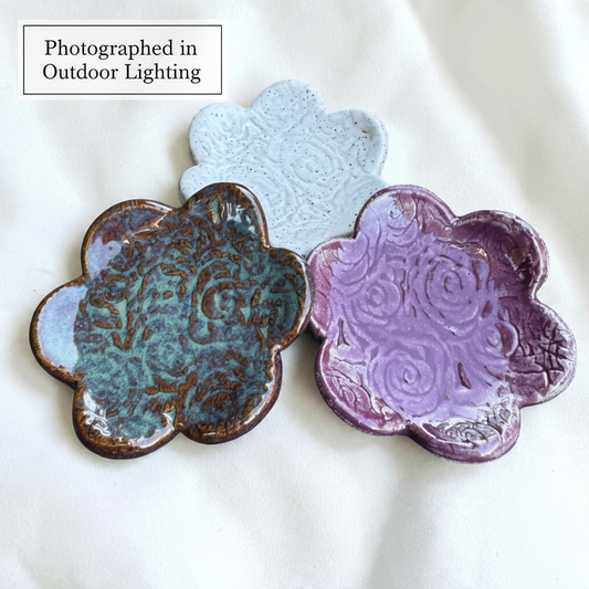 Handmade Ceramic Flower Trinket Dish – 3” Rose Design