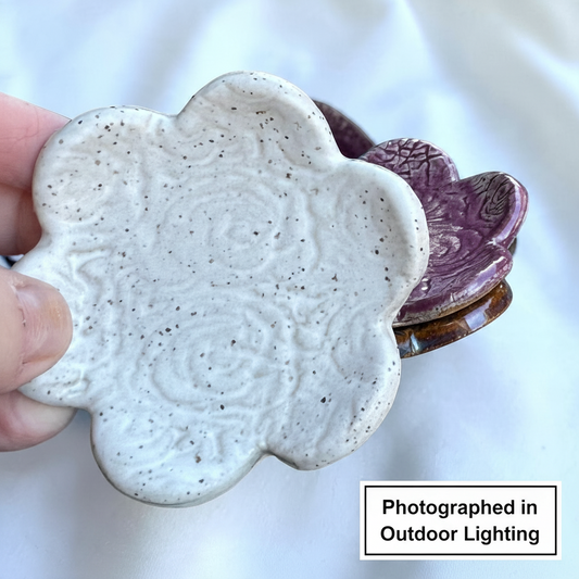 Handmade Ceramic Flower Trinket Dish – 3” Rose Design
