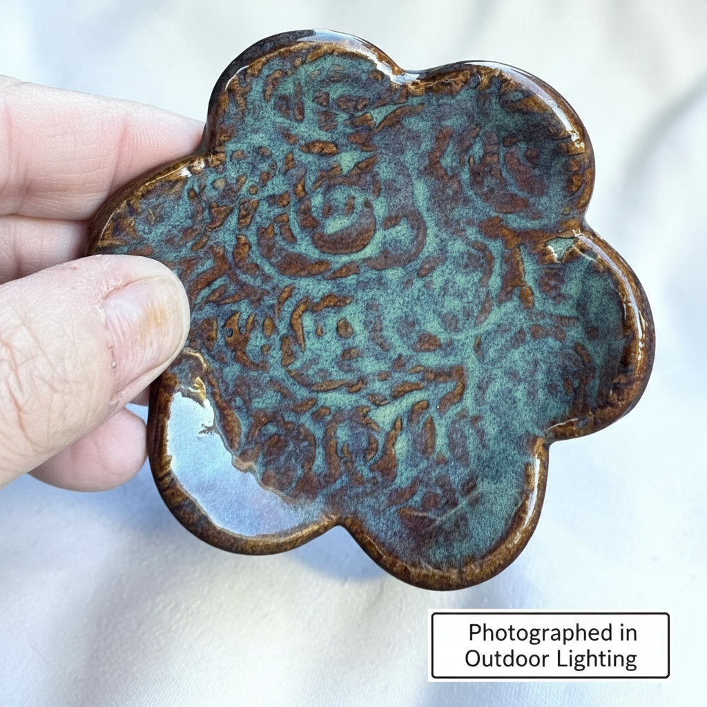 Handmade Ceramic Flower Trinket Dish – 3” Rose Design