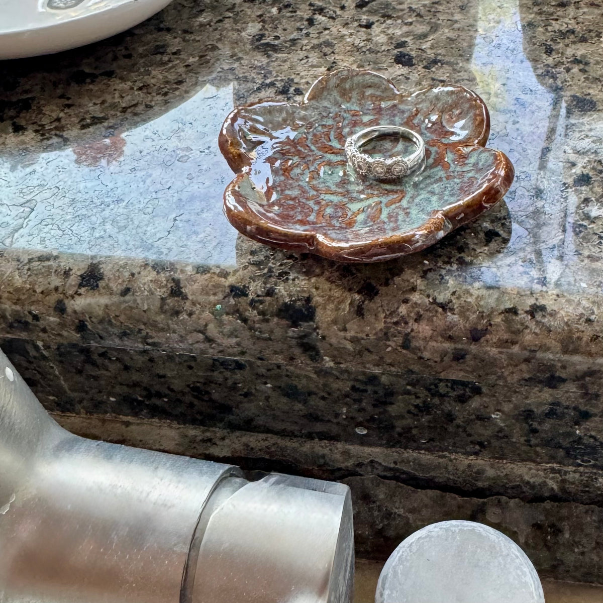 Handmade Ceramic Flower Trinket Dish – 3” Rose Design