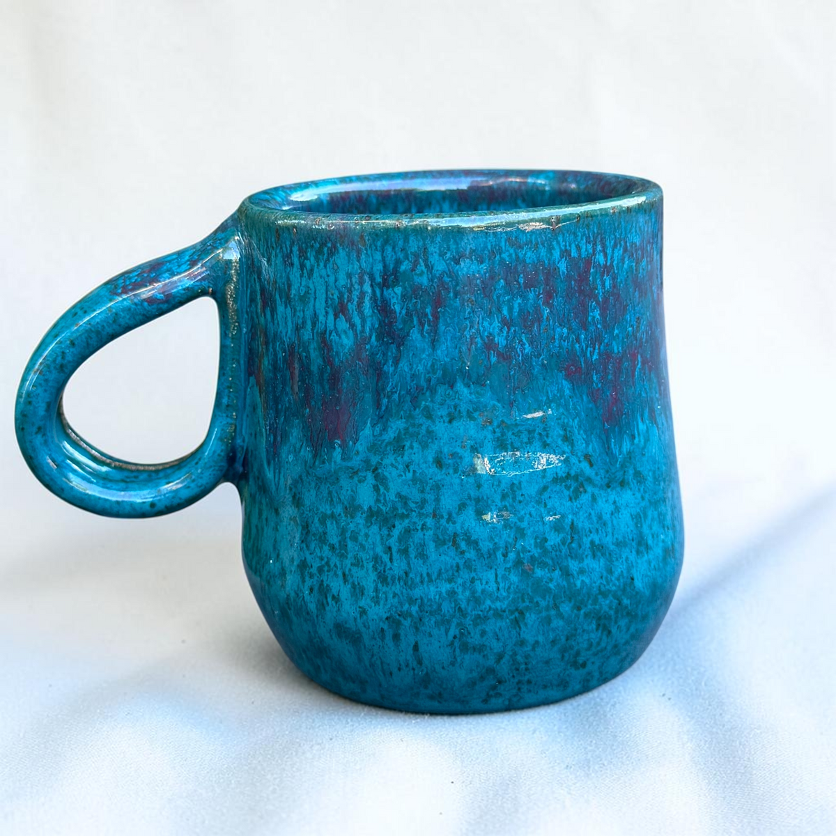 Turquoise Blue & Purple 12 Oz Handmade Stoneware Coffee Mug