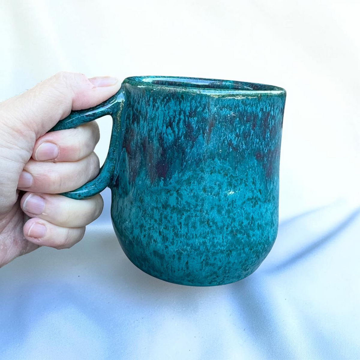 Turquoise Blue & Purple 12 Oz Handmade Stoneware Coffee Mug
