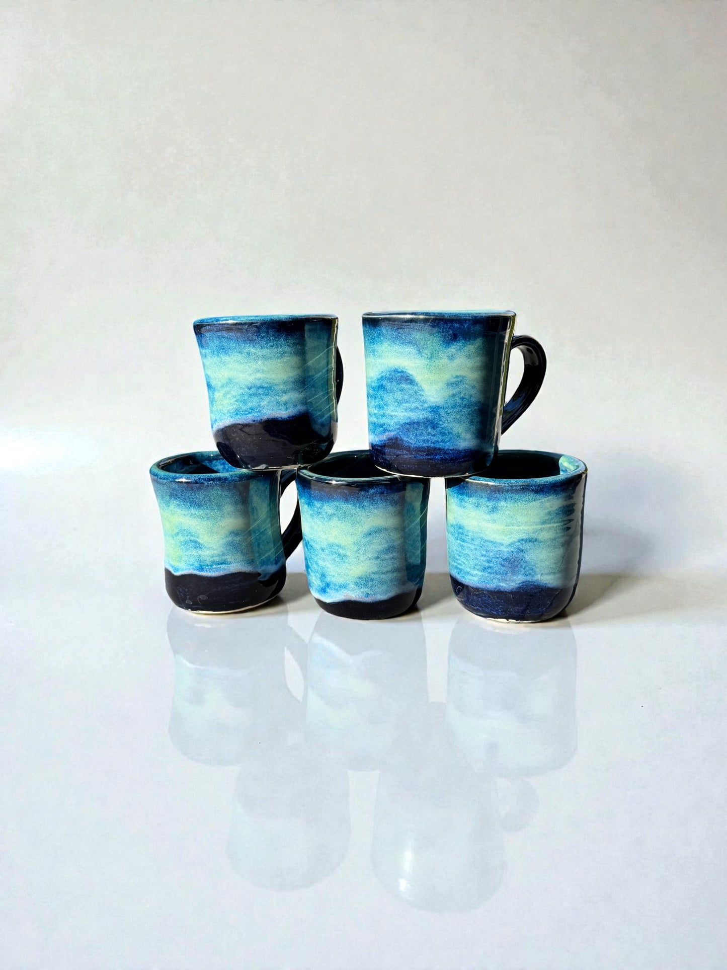 Ocean Glaze Mug | 12 oz Wheel Thrown Stoneware | Handmade Glossy Pottery Coffee Cup