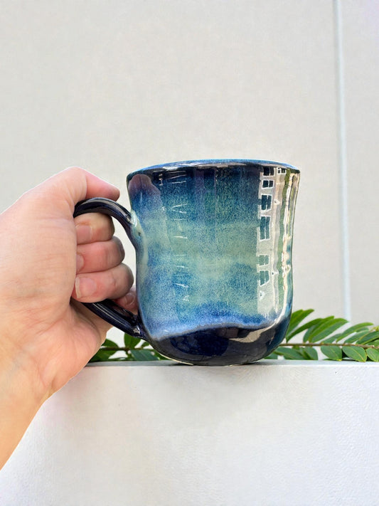 Ocean Glaze Mug | 12 oz Wheel Thrown Stoneware | Handmade Glossy Pottery Coffee Cup