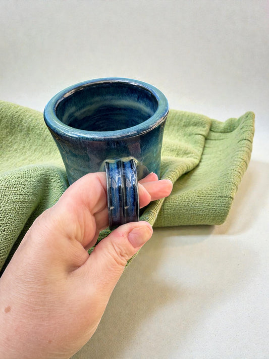Ocean Glaze Mug | 12 oz Wheel Thrown Stoneware | Handmade Glossy Pottery Coffee Cup