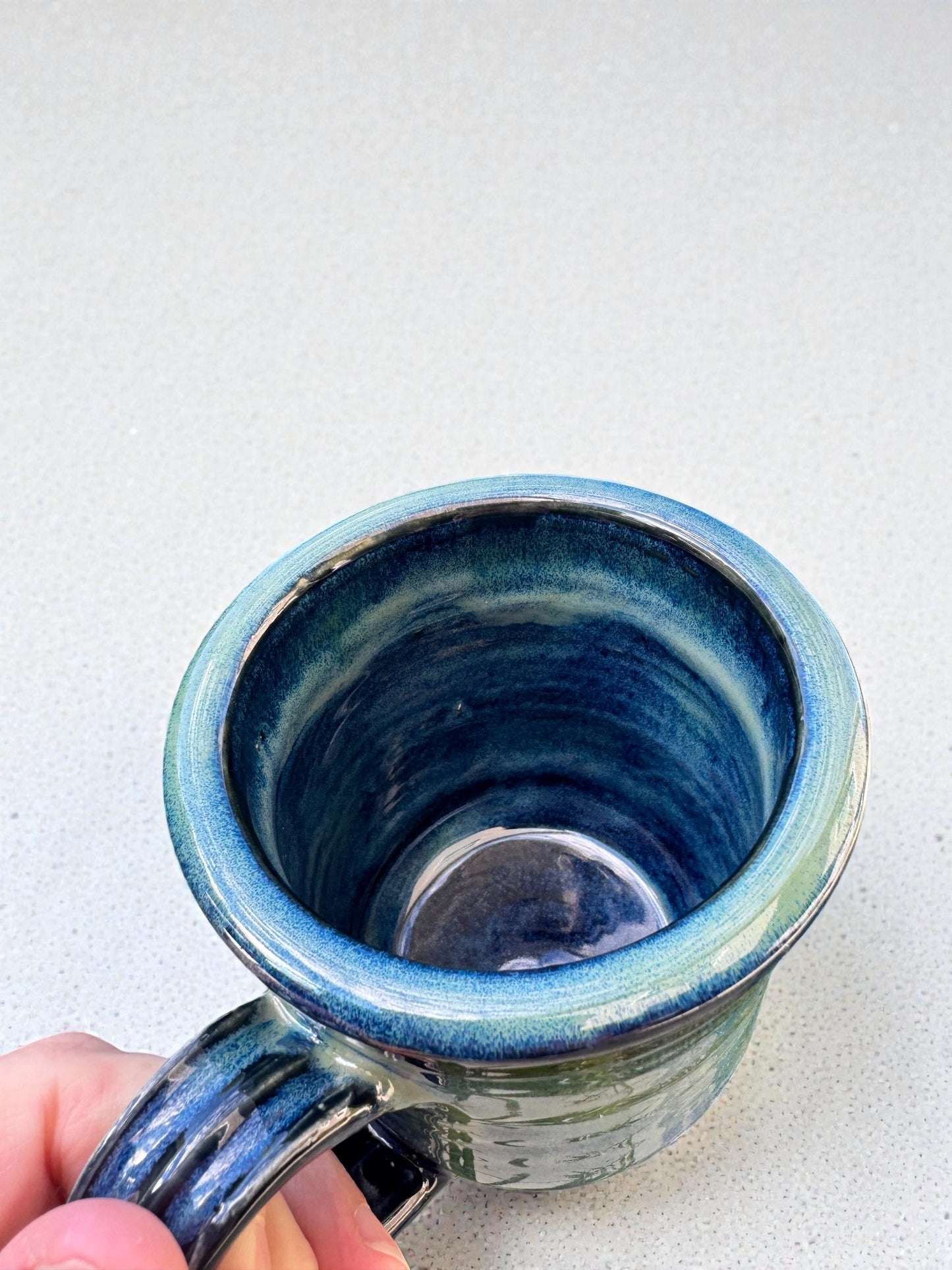 Ocean Glaze Mug | 12 oz Wheel Thrown Stoneware | Handmade Glossy Pottery Coffee Cup