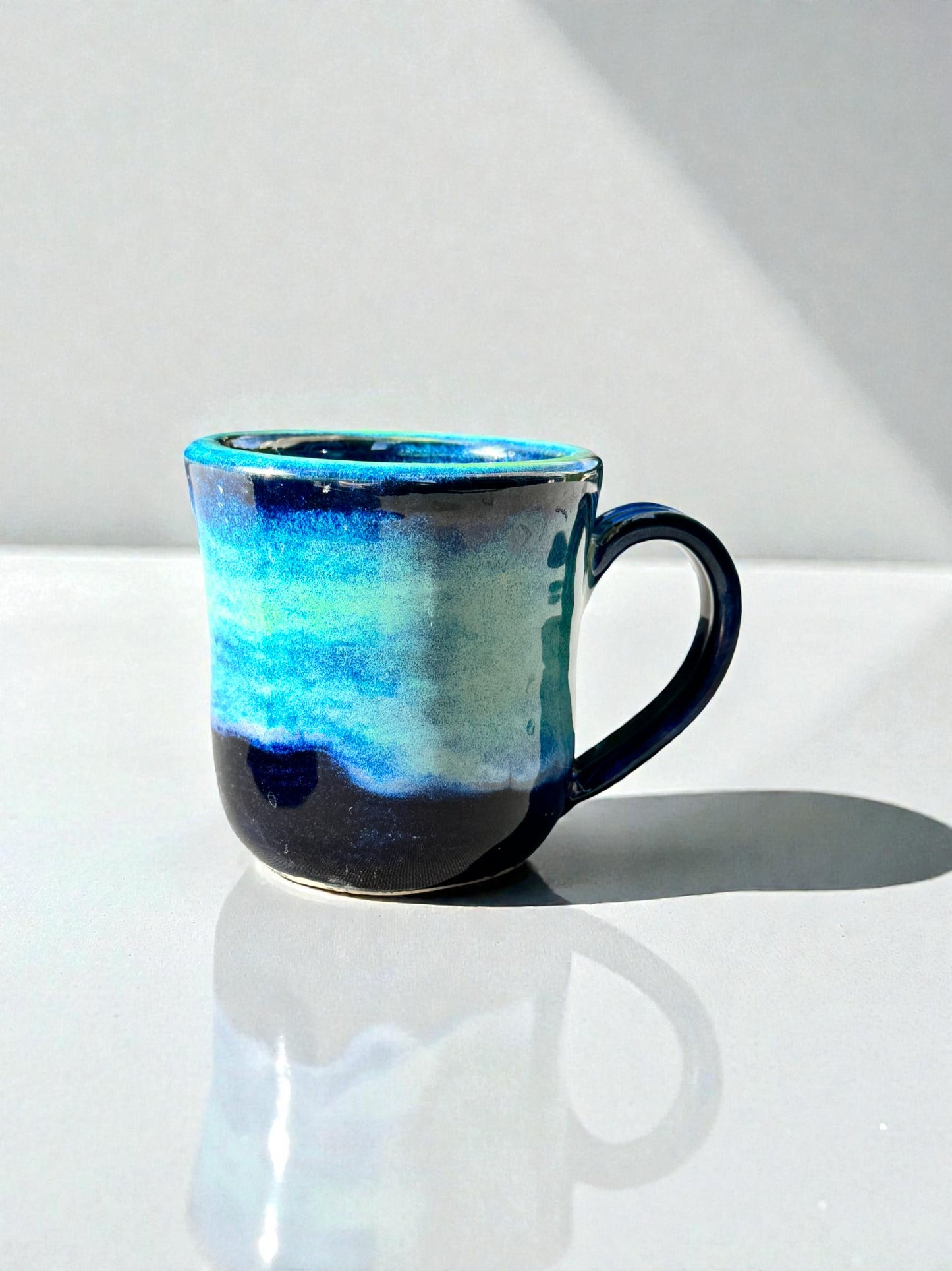 Ocean Glaze Mug | 12 oz Wheel Thrown Stoneware | Handmade Glossy Pottery Coffee Cup