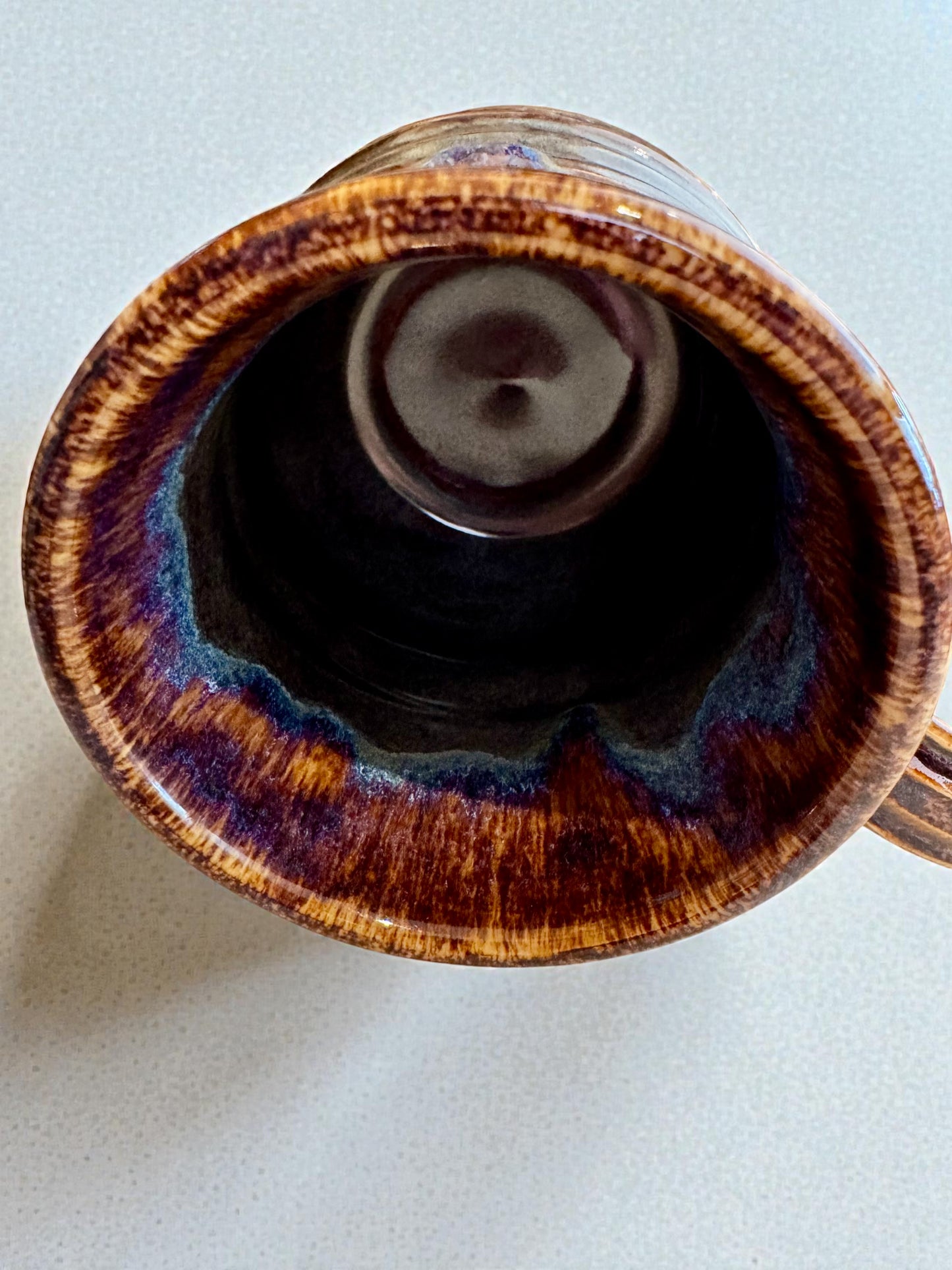 Earthy Brown & Blue Drip Mug | Large 16 oz Wheel Thrown Stoneware | Handmade Pottery