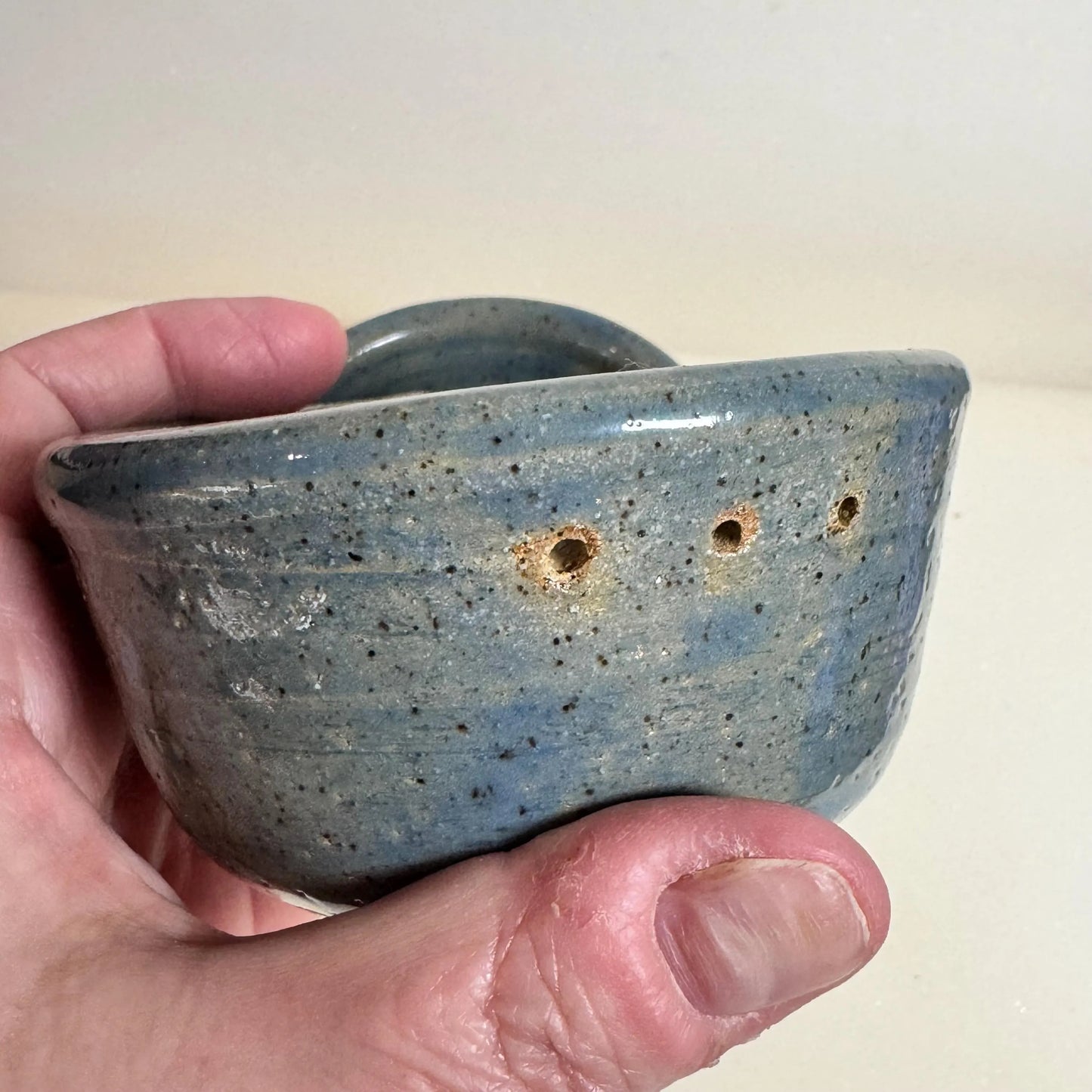 Herb Stripper Bowl Set | Wheel Thrown Blue Speckled Stoneware | Handmade Nesting Prep Pottery