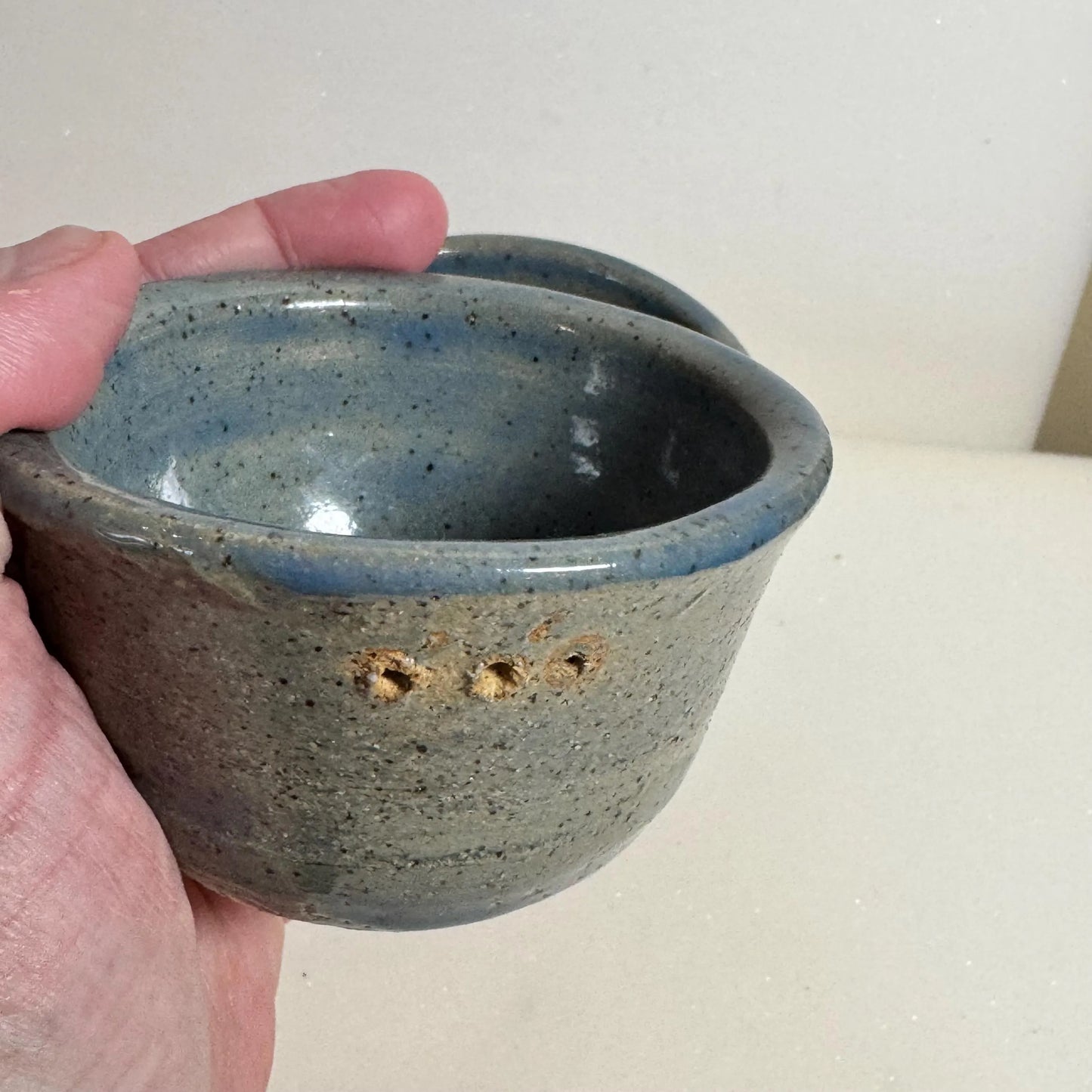 Herb Stripper Bowl Set | Wheel Thrown Blue Speckled Stoneware | Handmade Nesting Prep Pottery