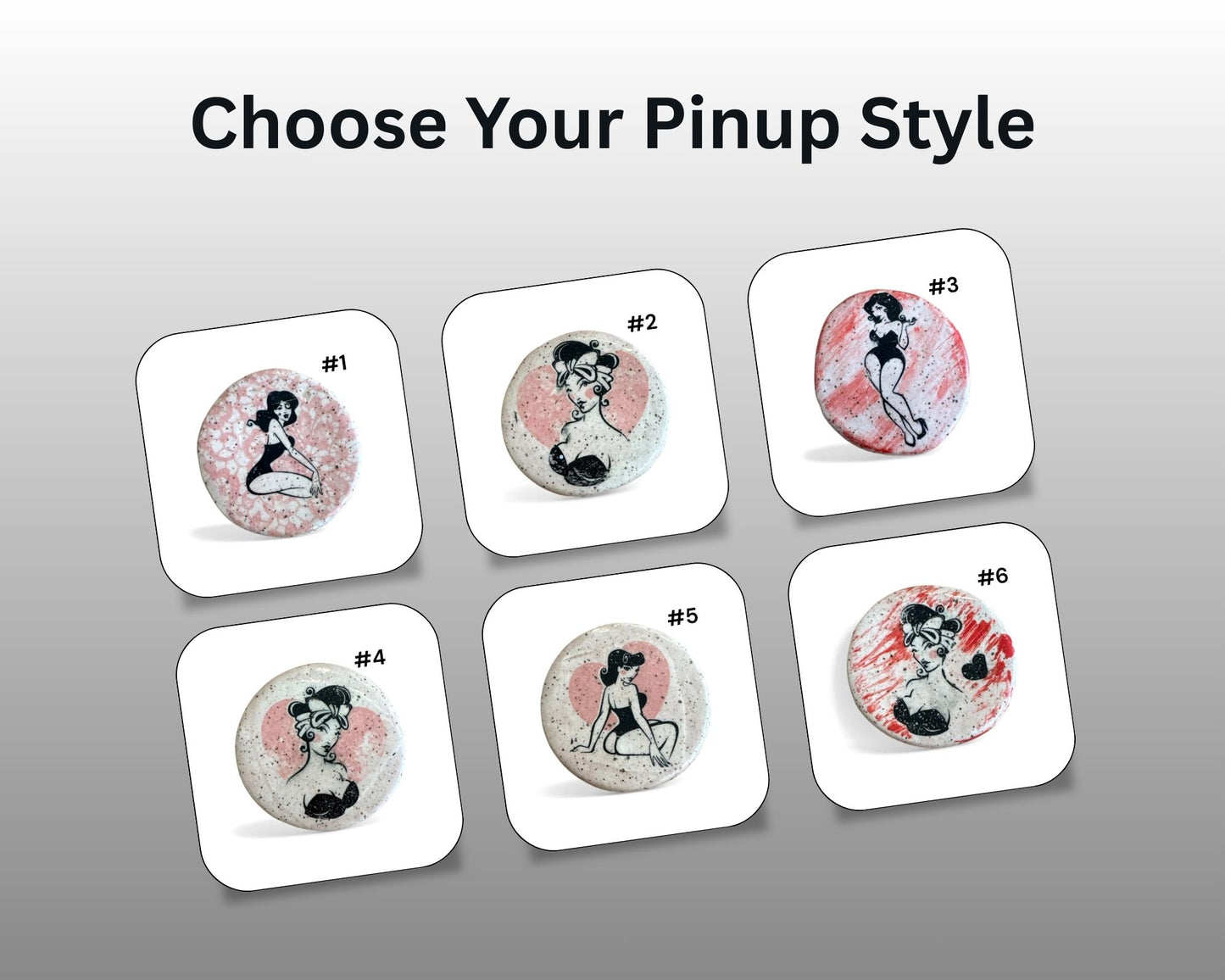 Retro Pin Up Girl Magnet | 2" Handmade Stoneware | Vintage Style Ceramic Fridge Magnet