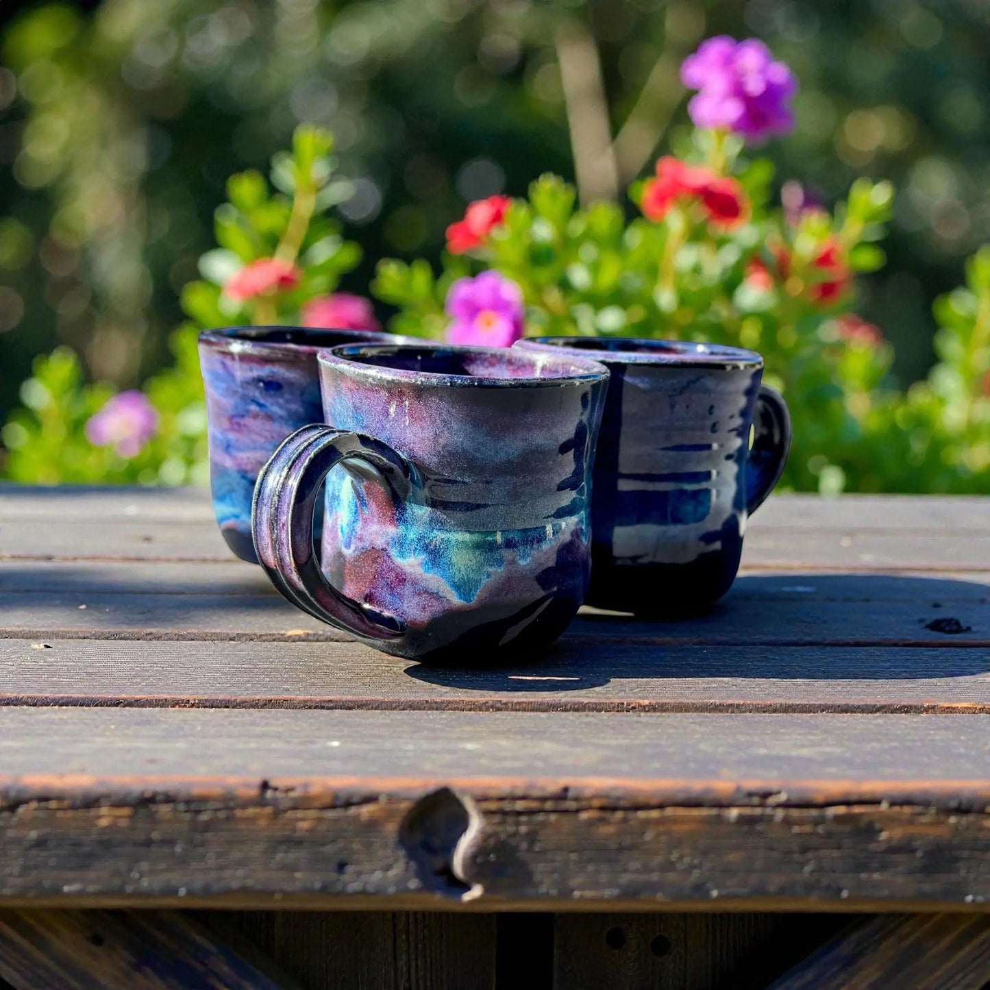 Northern Lights Mug | Blue & Purple Stoneware | Handmade Wheel Thrown Coffee Cup