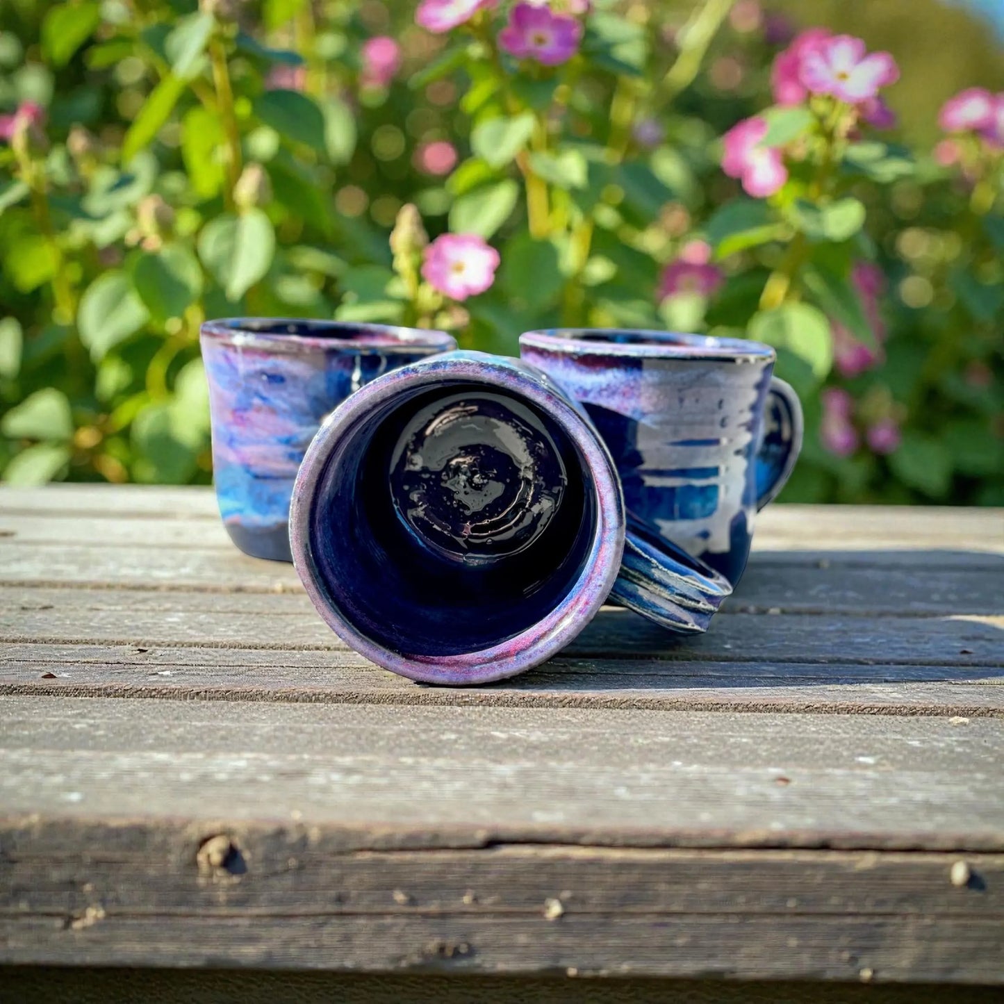 Northern Lights Mug | Blue & Purple Stoneware | Handmade Wheel Thrown Coffee Cup