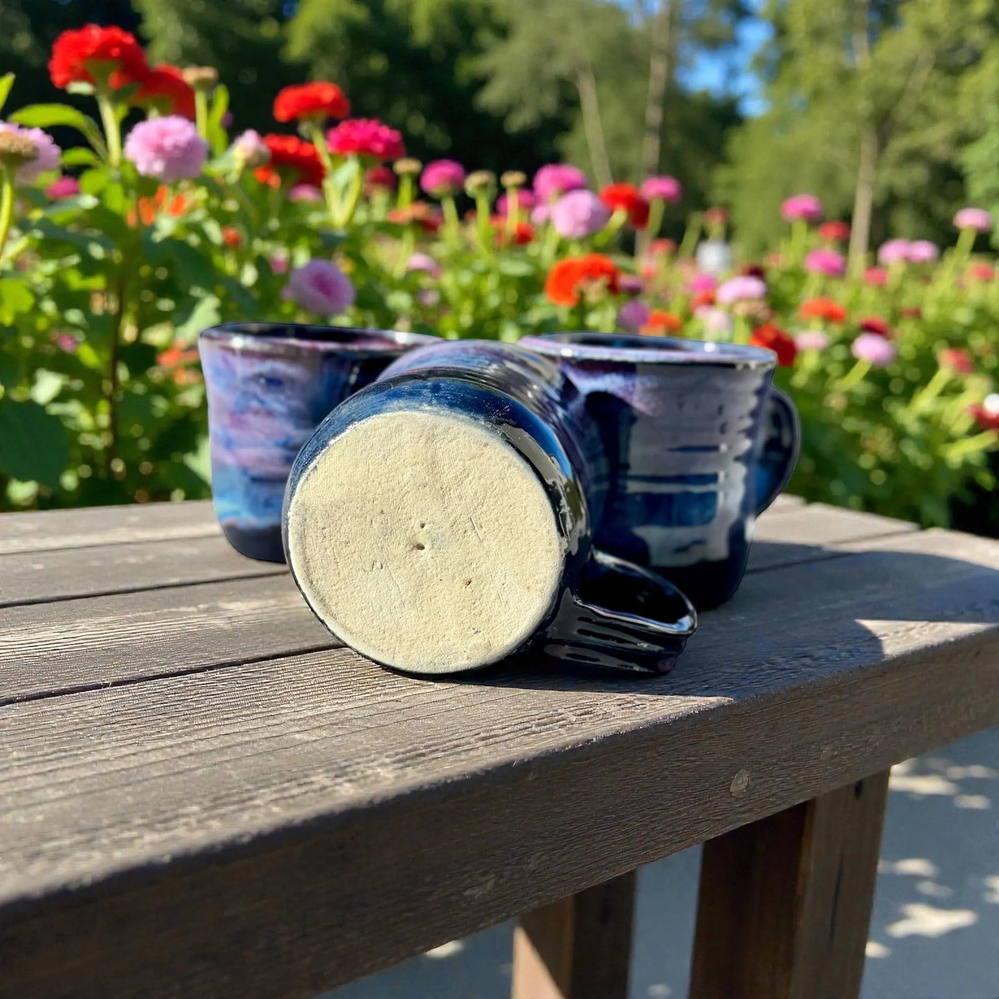 Northern Lights Mug | Blue & Purple Stoneware | Handmade Wheel Thrown Coffee Cup