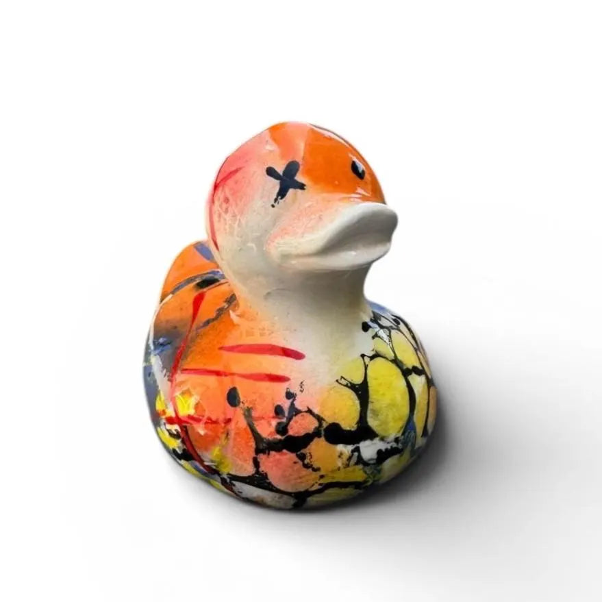 Pure Quackery | Hand-Painted Pop Art Ceramic Duck | Original Abstract Art by Legend